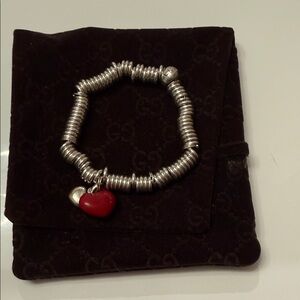 Links of London Sterling silver Beaded Bracelet with Red Heart Charm